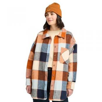 Timberland Herren‑Style Damenflannel‑Jacke in Orange, S‑Größe