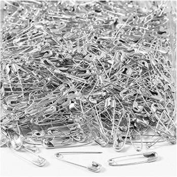 500 Silver Safety Pins, 22mm Long, 0.6mm Thick