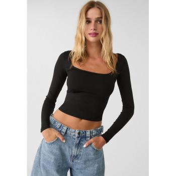 Stradivarius Seamless Black Long-Sleeve T-Shirt XS
