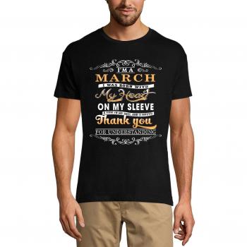 I'm a March – Fire in My Soul e Mouth – Camicia di compleanno XS, colore sabbia d’argento