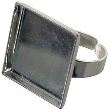 Bague plateau carré creux Argent 20 mm