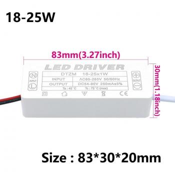 Unidad Fuente de Poder LED 1-36W, 250mA Transformador 90-265V
