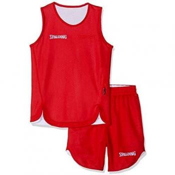 Conjunto Spalding Doubleface para niños, camiseta y pantalones de baloncesto, Rojo/Blanco