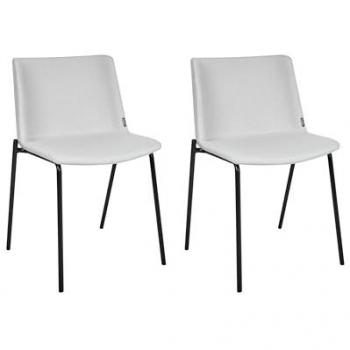 Set di 2 sedie da pranzo in tessuto poliestere grigio chiaro con struttura in metallo