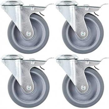Furniture Swivel Casters, Vidaxl, Bolt Hole, Double Brake, 4 Pieces, 100 mm