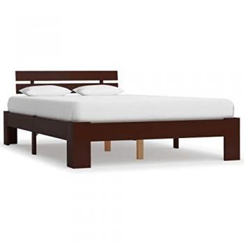 VidaXL Bed Frame 140x200 cm Dark Brown Solid Pine Wood