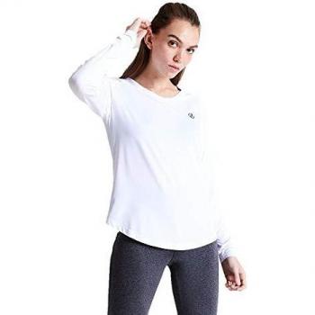 Dare 2b Women's Discern Lightweight Wicking Long Sleeve Running T-Shirt White, Size 18