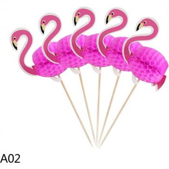 Hawaiiaanse 3D Taartdecoratie met Flamingo en Ananas