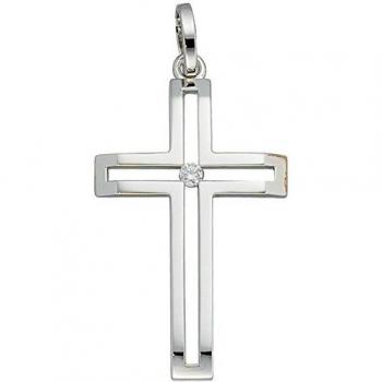 Jobo Damen Kreuzanhänger 585 Gold mit 1 Diamant