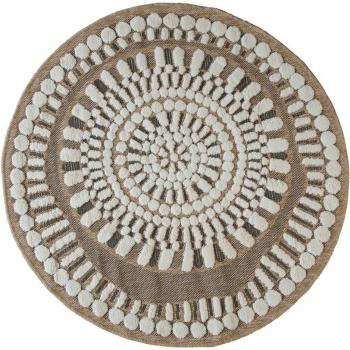 Pavimento rotondo 120 cm – Design Jute Relief – Beige – Polypropilene