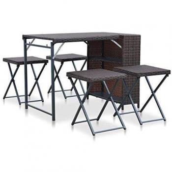 Gartenmöbel Set 5-teilig Klappbar Poly Rattan