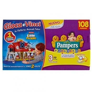 Pannolini Midi Taglio 3 Pampers Progressi Quadri, Con Tecnologia DryTouch, per Bambini di 4-9 Kg