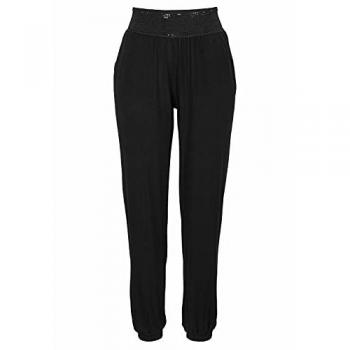 LASCANA Damenhose Schwarz mit Häkelbund und Taschen Gr. 36