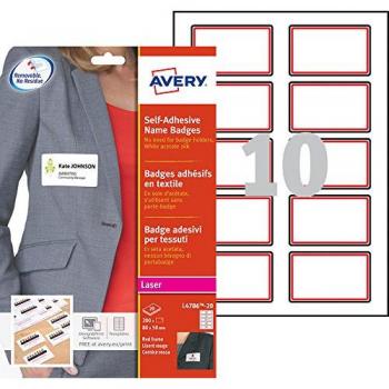 Avery L4786‑20 Red Edge Badge Labels, 10 Units (A4)