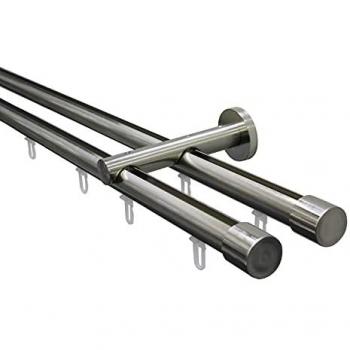 GARDINIA Gardinenstange Gardinia Gardinenstangen Set Isa, 2-läufig, mit Innenlauf II, Ø 20 mm