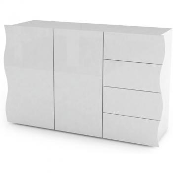 Buffet Dmarasc 2 Portes 4 Tiroirs Blanc Brillant