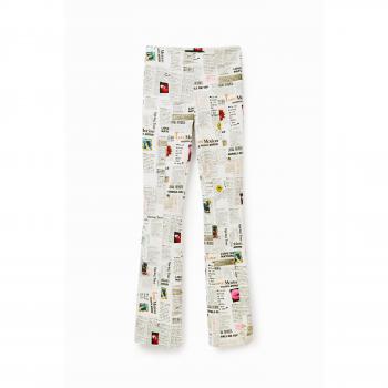 Calças Desigual Estilo Jornal Brancas M
