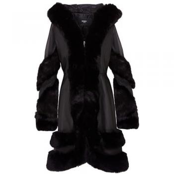 Fur‑Lined Mandal Leather Cape for Women, 4XL, Black – Infinity Series