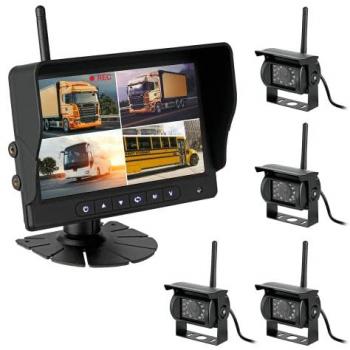 CARMATRIX AHD QUAD DVR: 4‑kanaliger Funksystem-Set für Fahrzeuginnenraum – Digitalmonitor & Mikrofon