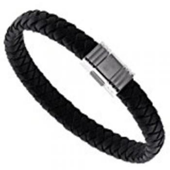 Lotus Bracciale Uomo Acciaio Inox + Cuoio, 19 cm