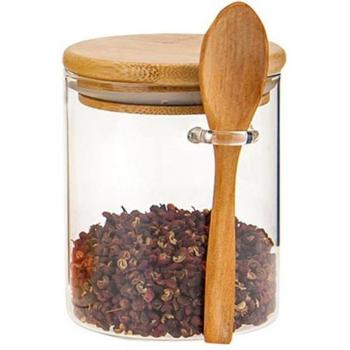 Elegant Sugar Bowl with Bamboo Lid and Spoon