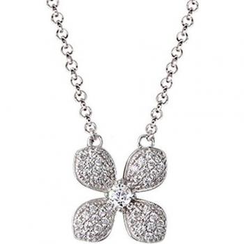Elegante Blütenkettenanhänger – Sterlingsilber & Zirkonia