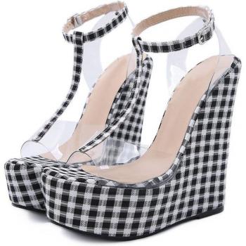 Eilyken Tacones altos de cuña con diseño Gingham