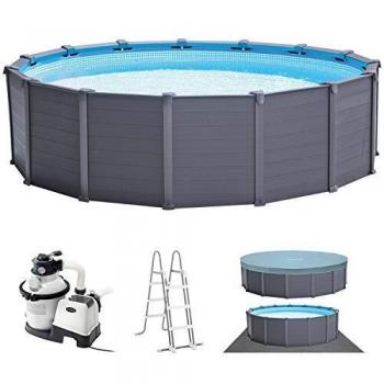 Intex 15Ft x 8In Graphite Gray Panel Pool Set