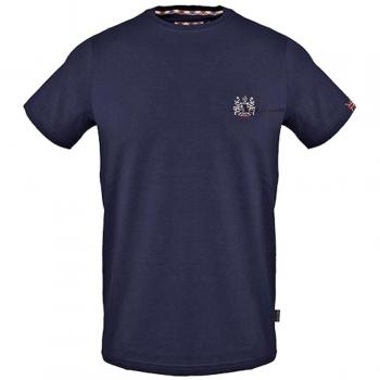 Aquascutum Navy Blue Cotton T-Shirt with Small Aldis Logo