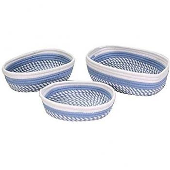 Cestina tessuto ovale 1-3 azzurro bianco cm28x23h7,5