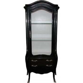 Barock Vitrinenschrank in edlem Schwarz und Weiß