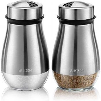 Salt and Pepper Shakers with Adjustable Pour Holes