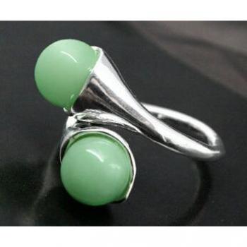 Anillo de Plata 925 con Gema Verde para Mujer