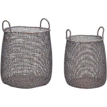 Hubsch Paniers Mist Papier, Ensemble de 2 Taille Unique Brun