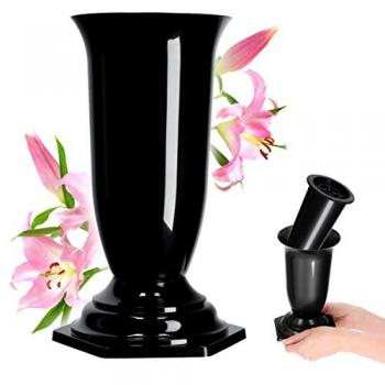 Vaso Bottiglia per Lapide Cimitero Nero Kadax 29 cm