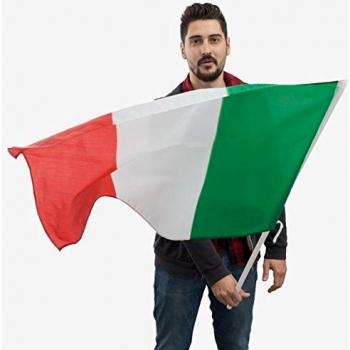 Bandera de Italia con asta de plástico (90 x 60 cm)