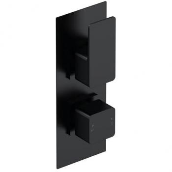 Matt Black Concealed Twin Thermostat Shower Valve – 215 mm (Empire Style)