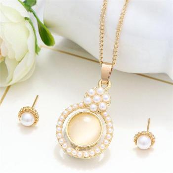 Conjunto de Collar y Pendientes de Perlas para Mujer