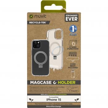 Funda transparente Muvit con soporte Magsafe para iPhone 15