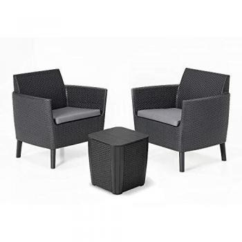 Salottino Esterno in Resina 2 Sedie e Tavolo da Balcone/Giardino