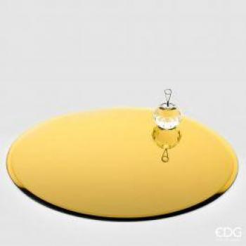 Portacandele con base specchio tonda 35CM dorato