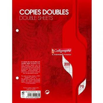 Copies doubles perforées 2 trous 17 x 22 cm 70 g Séyès blanc paquet de 200