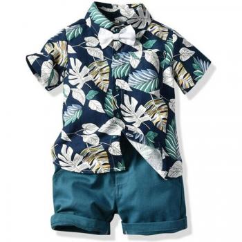 Mini Gentleman Outfit – Bananenblatt Kurztop & Hosen (Baby Junge, 2-Pack)