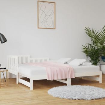 White Solid Wood Pine Pull-out Day Bed 2x(90x190) cm vidaXL