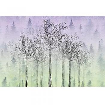 Tapisserie Panoramique Arbres et Aquarelle Colorée