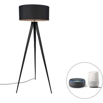 Ilse Black Smart Floor Lamp with Wifi A60 by Qazqa