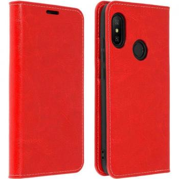 Cappuccio pelle rosso con porta carte per Xiaomi Mi A2 Lite