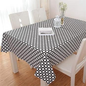 Sleek Noir‑Blanc Table Spread – Waterproof Cotton/Linen, 130x180 cm