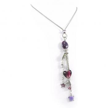 NOA H2421 Violet 'Emilie' Silver Brown Necklace