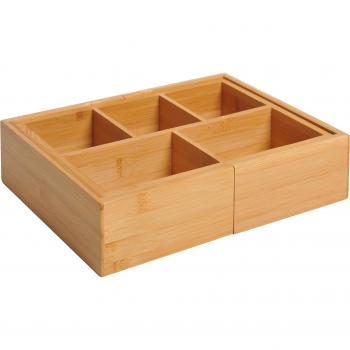 Organizer Aufbewahrungsbox Schubladen aus Bambus, ausziehbar, 24,6 x 17,6 x 7 cm